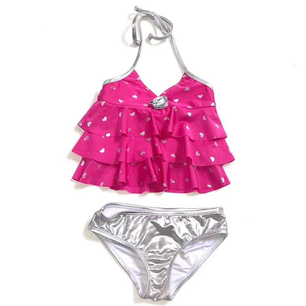 Love U Lots Pink & Silver Metallic Swimsuit 5